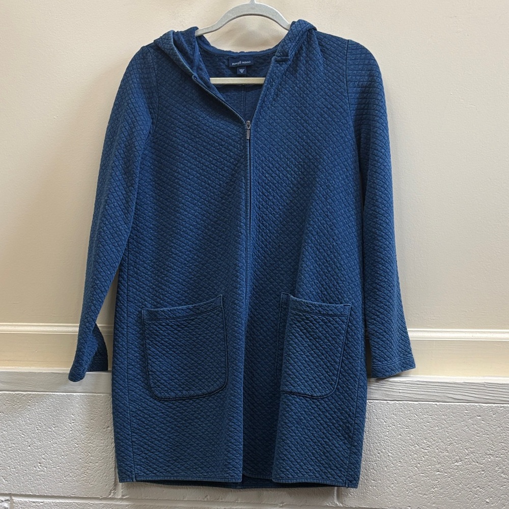 Pure Jill indigo women’s XS Quilted Hooded navy Zip-Front hooded jacket